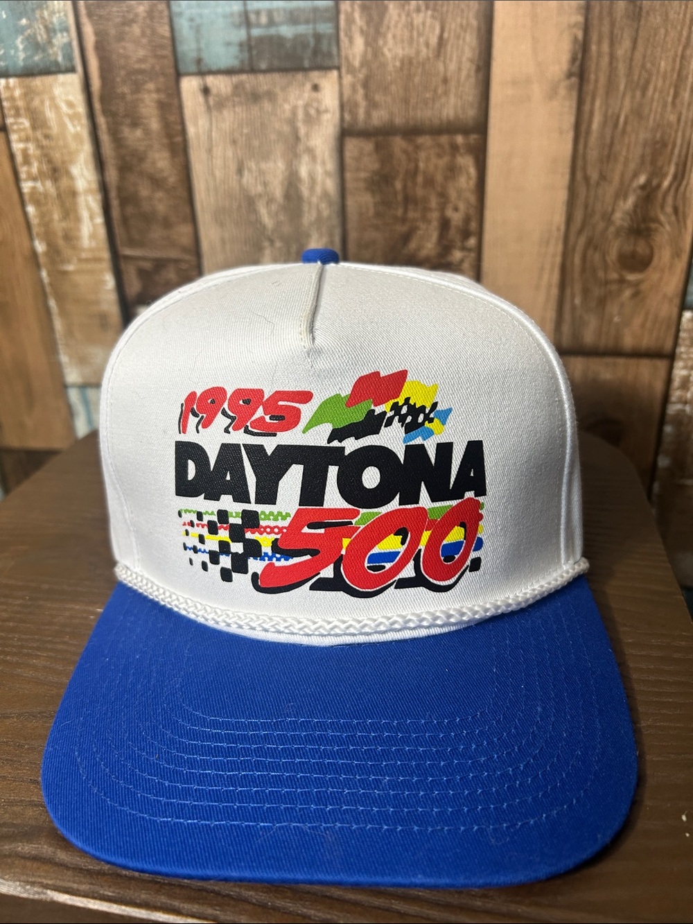 Daytona 500 1995 White and Royal Blue Trucker Hat